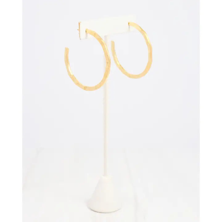 Caroline Hill Lovett Hammered Hoop Earring Matte Gold