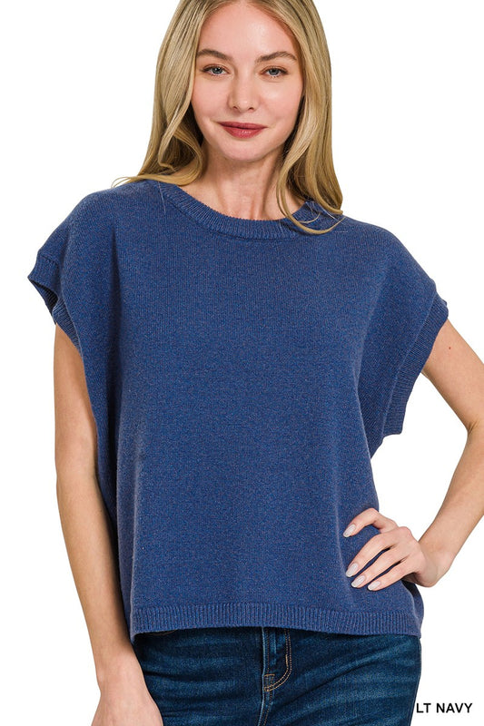Womens Zenana Light Navy Oversized Viscose Sweater Vest