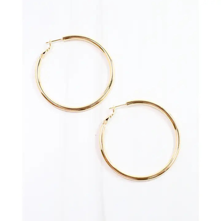 Caroline Hill Lucille Hoop Earring Shiny Gold