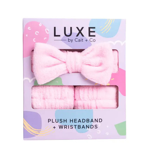Luxe Headband + Wristbands - Pink