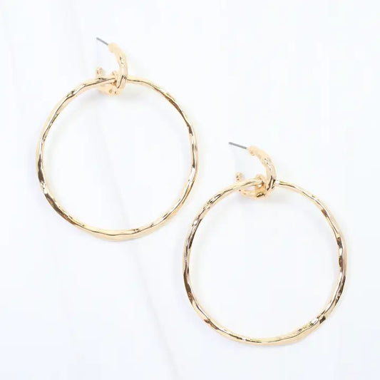 Caroline Hill Lydia Hammered Hoop Earring Gold