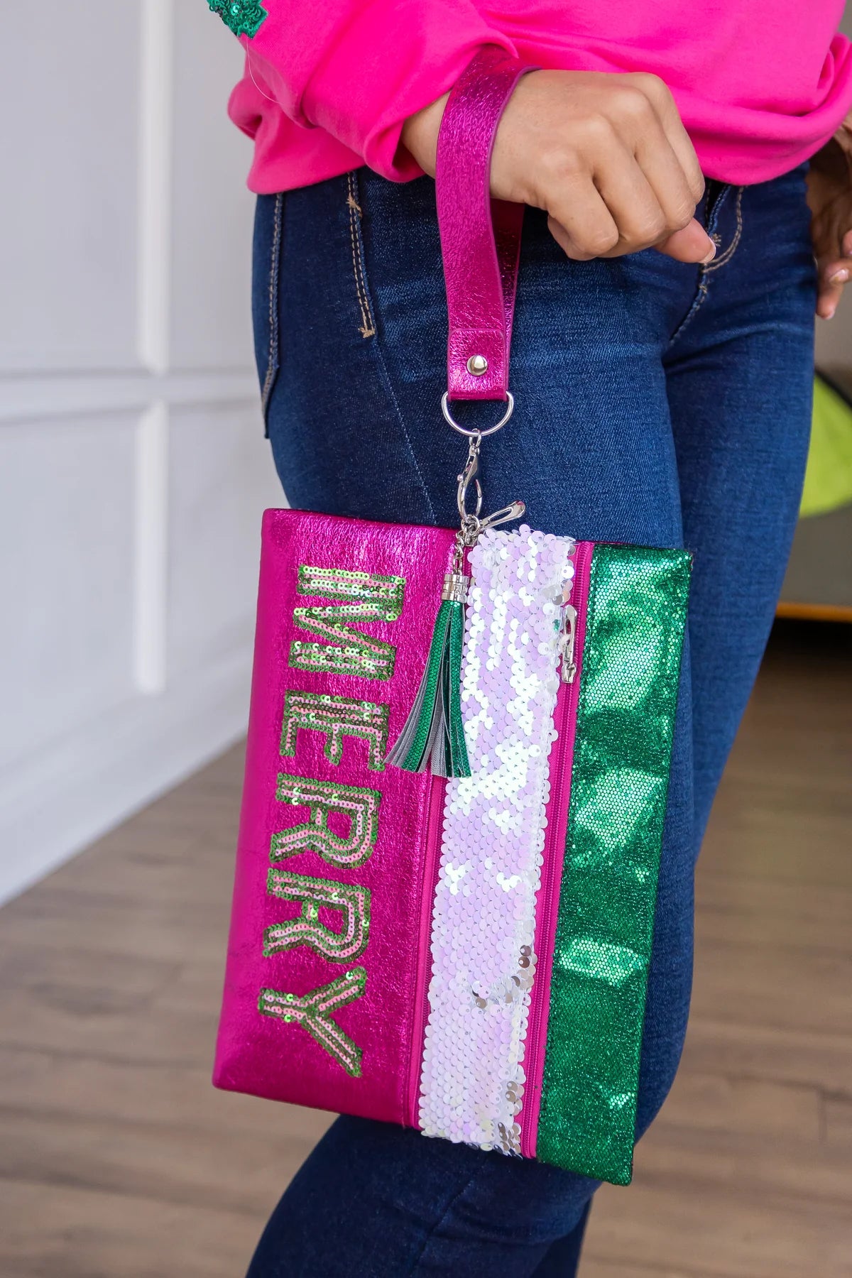 Merry Hot Pink Sequin Versi Bag