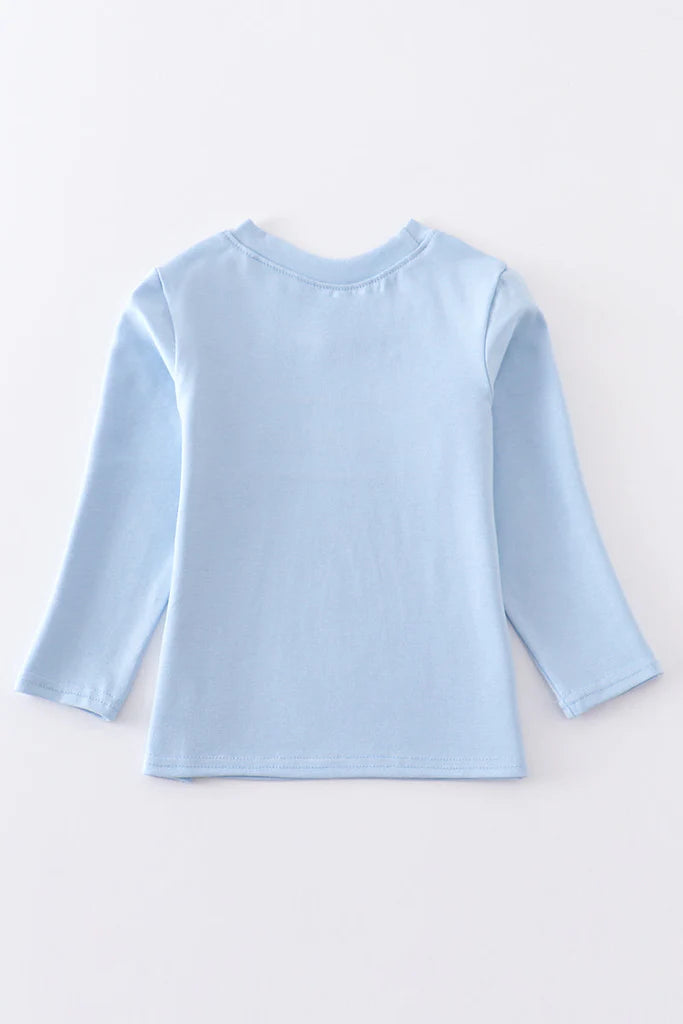 Boys Blue Heart Truck Embroidery Top