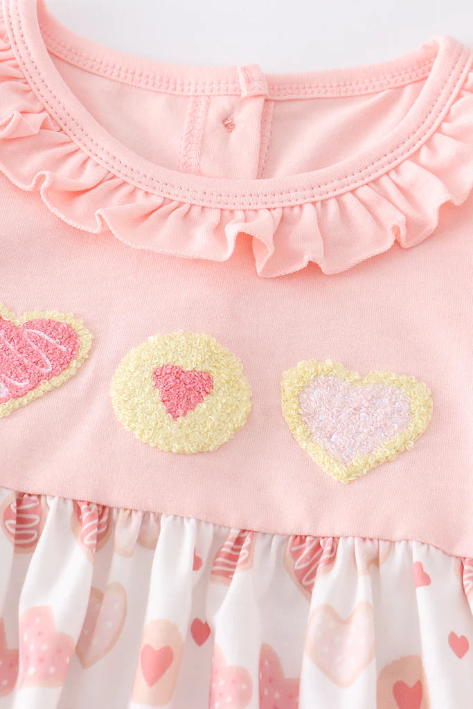 Girls Coral Valentine's Day Heart French Knot Set