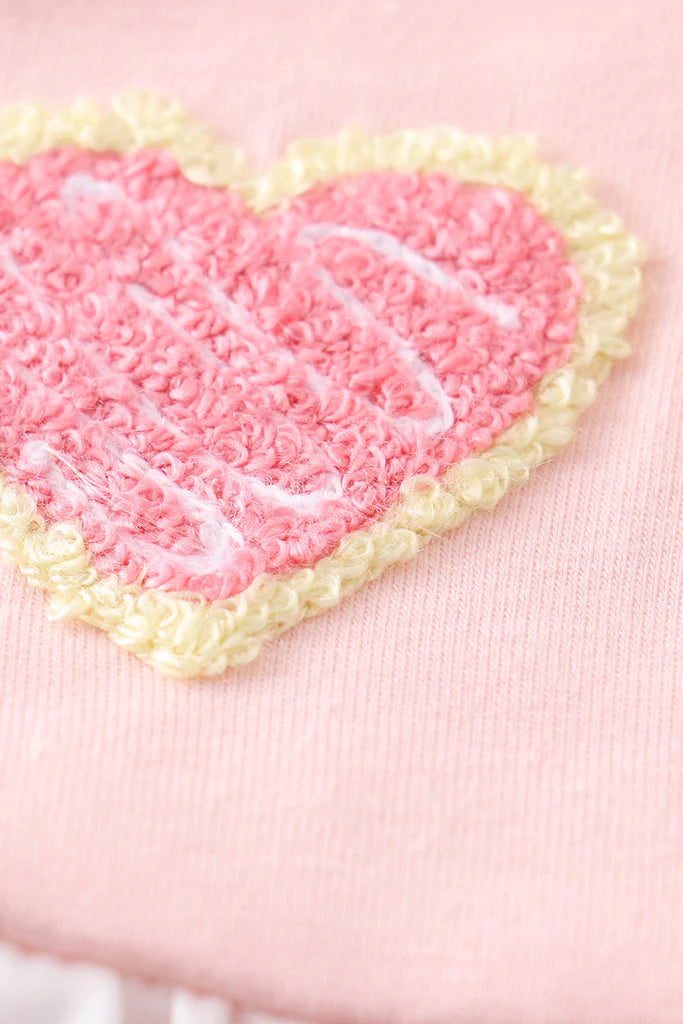 Girls Coral Valentine's Day Heart French Knot Set