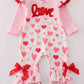 Girls Pink Love French Knot Romper