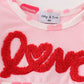 Girls Pink Love French Knot Romper