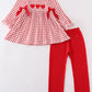 Girls Red Grid Valentine's Day Heart Embroidery Set