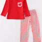 Boys Red Grid Valentine's Day Heart Embroidery Set