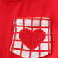 Boys Red Grid Valentine's Day Heart Embroidery Set