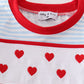 Boys Blue Stripe Heart Embroidery Romper