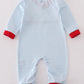 Boys Blue Stripe Heart Embroidery Romper