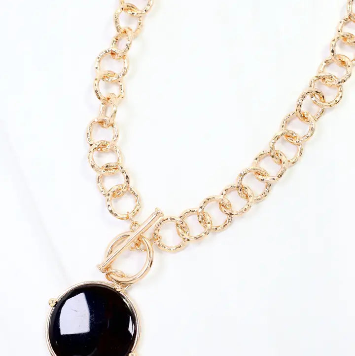 Caroline Hill Mckinley Pendant Toggle Necklace Black