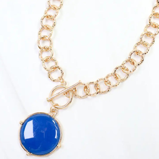 Caroline Hill Mckinley Pendant Toggle Necklace Blue