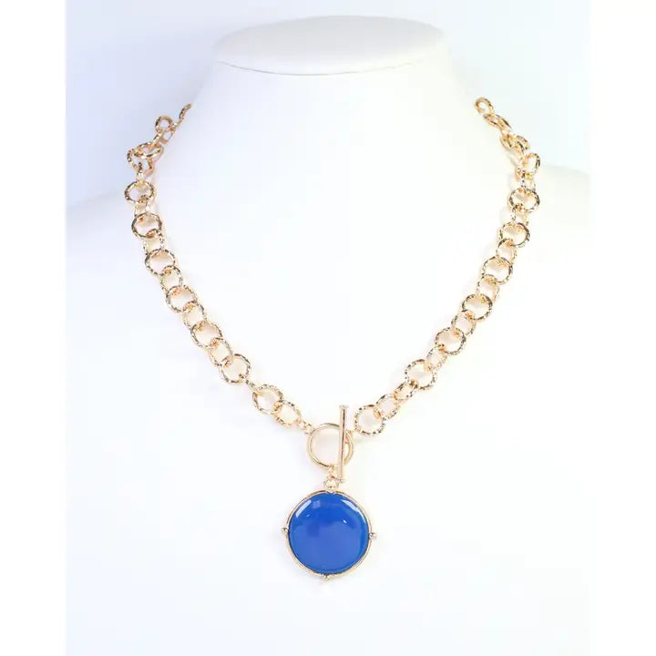 Caroline Hill Mckinley Pendant Toggle Necklace Blue