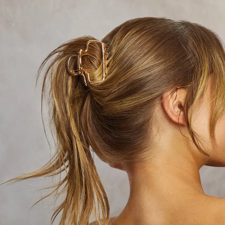 Kitsch Metal Medium Open Shape Puffy Claw Clip - Gold