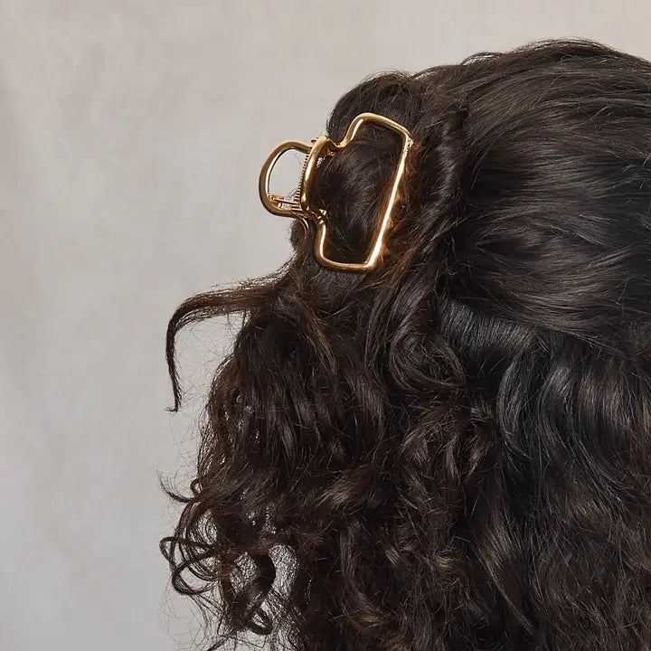 Kitsch Metal Medium Open Shape Puffy Claw Clip - Gold