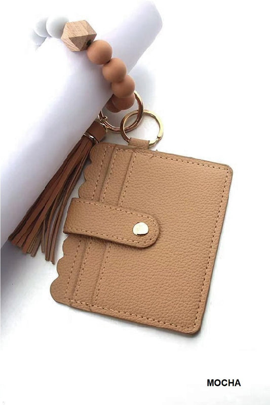 Zenana Mocha Beaded Bracelet Keychain Holder Wallet