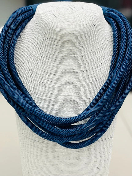 Navy Slub 8-Strand Necklace
