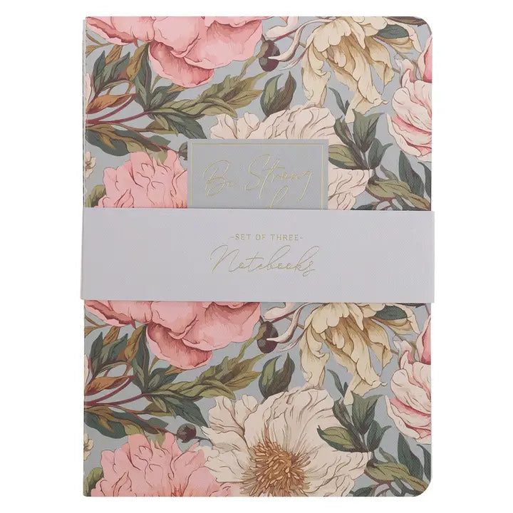 Notebook Set 3pc Lg Strong & Courageous Floral Josh 1:9