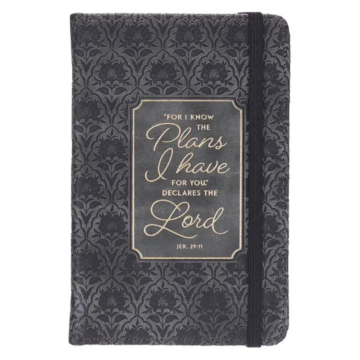Notebook with Elastic Closure Faux Black/Grey I Knowtheplans
