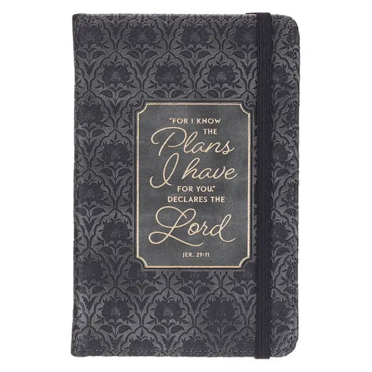 Notebook with Elastic Closure Faux Black/Grey I Knowtheplans