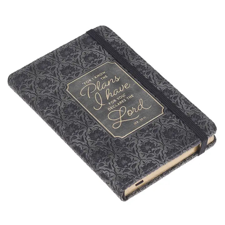 Notebook with Elastic Closure Faux Black/Grey I Knowtheplans