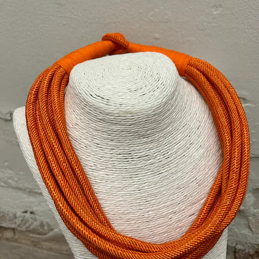 Orange Slub 8-Strand Necklace