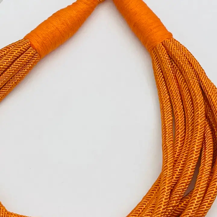 Orange Slub 8-Strand Necklace