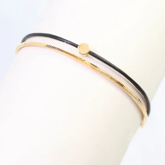 Caroline Hill Paula Cord and Chain Bracelet Black