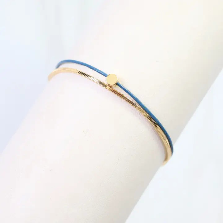 Caroline Hill Paula Cord and Chain Bracelet Blue