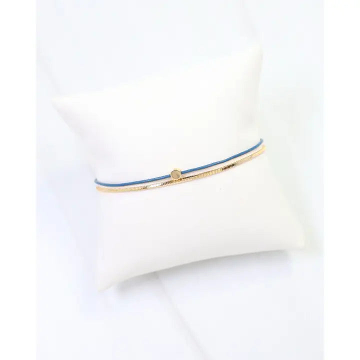 Caroline Hill Paula Cord and Chain Bracelet Blue