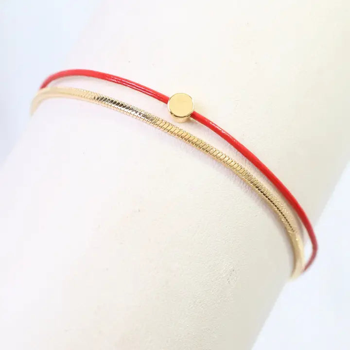 Caroline Hill Paula Cord and Chain Bracelet Red