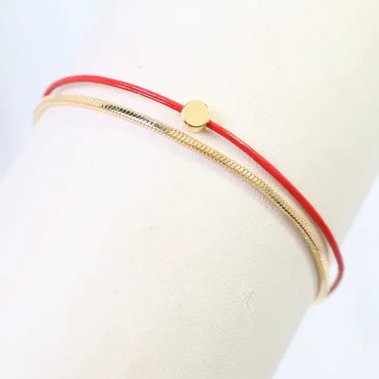 Caroline Hill Paula Cord and Chain Bracelet Red