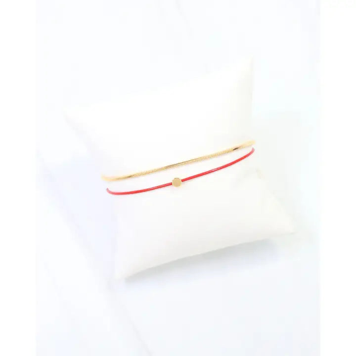 Caroline Hill Paula Cord and Chain Bracelet Red