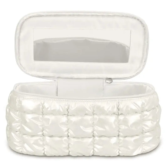 Pearl White Shiny Puffer Cosmetic Case