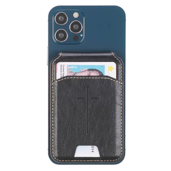 Phone Wallet Magnetic Black Cross