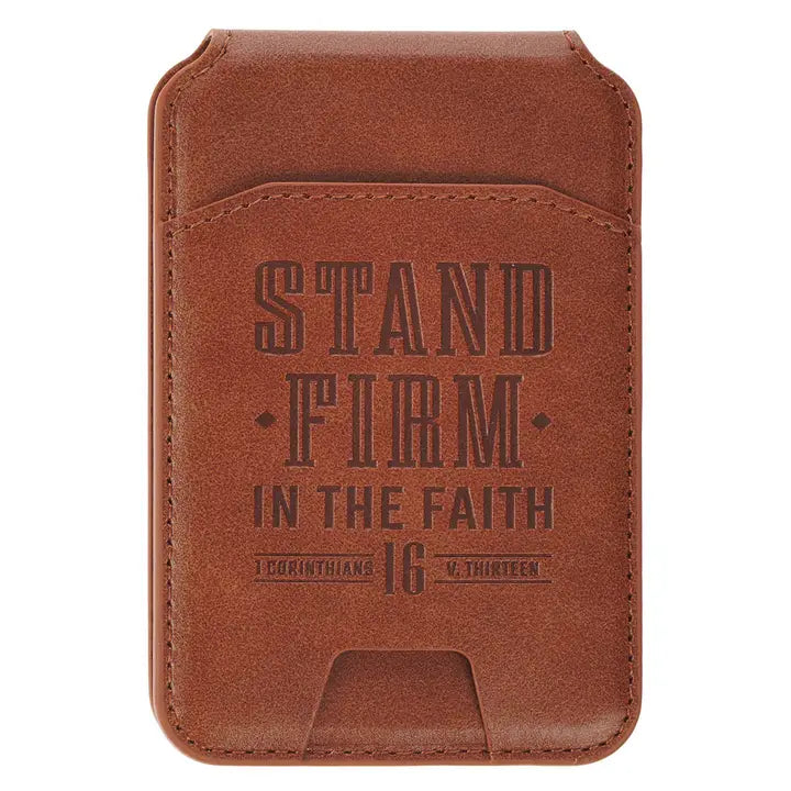 Phone Wallet Magnetic Brown Stand Firm 1 Cor. 16:13