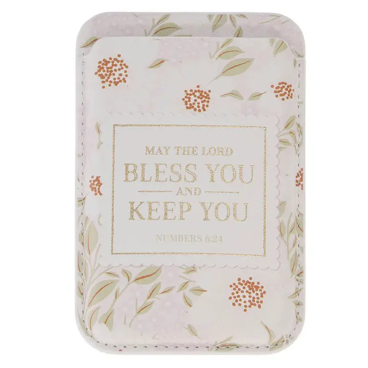 Phone Wallet Magnetic Floral Bless You and Keep You Num 6:24