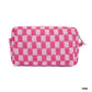 Zenana Pink Checkered Makeup Cosmetic Pouch Bag