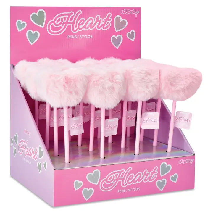 Pink Furry Heart Pen
