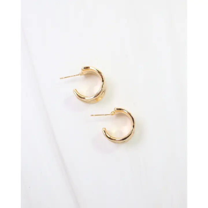Caroline Hill Port Gibson Hammered Hoop Earring Gold