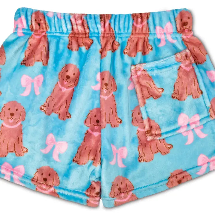 Girls Pretty Pups Plush Shorts