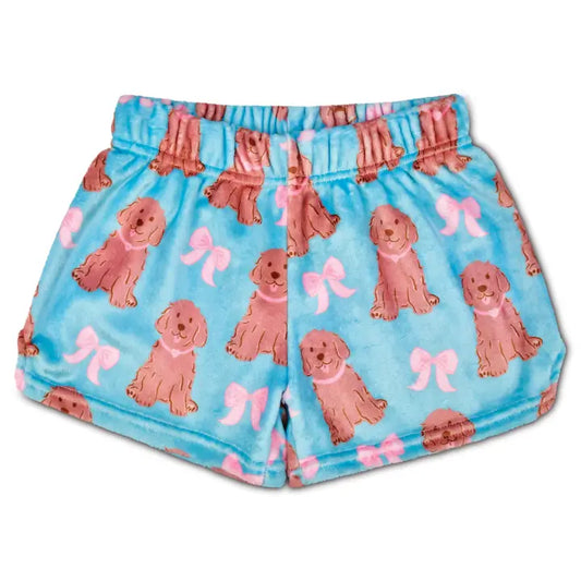 Girls Pretty Pups Plush Shorts