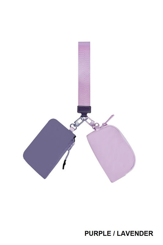 Zenana Purple/Lavender Dual Pouch Wristlet Keychain Wallet