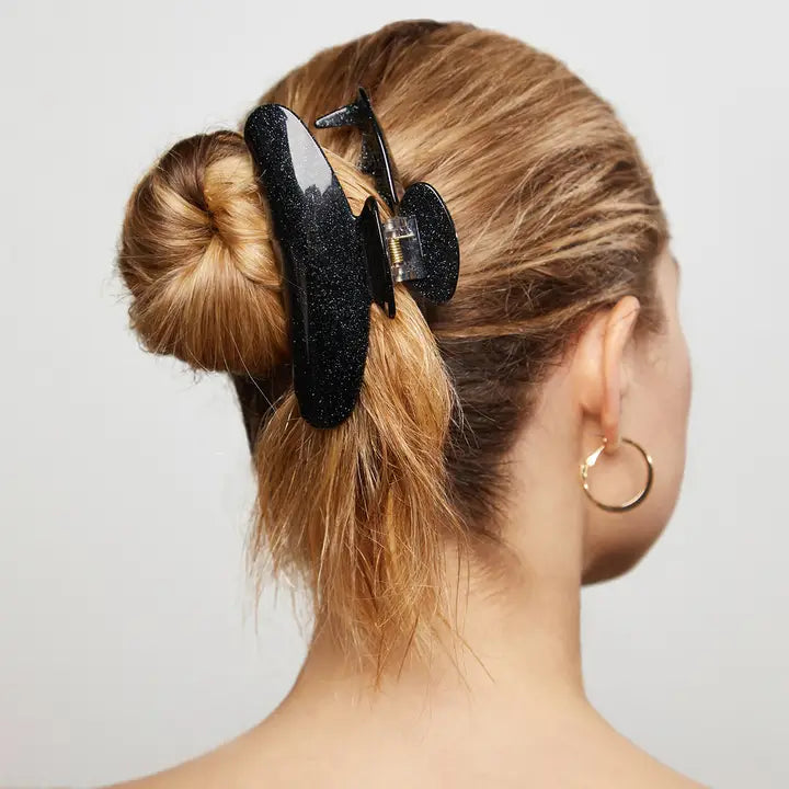 Kitsch Recycled Plastic Claw Clip - Black Glitter