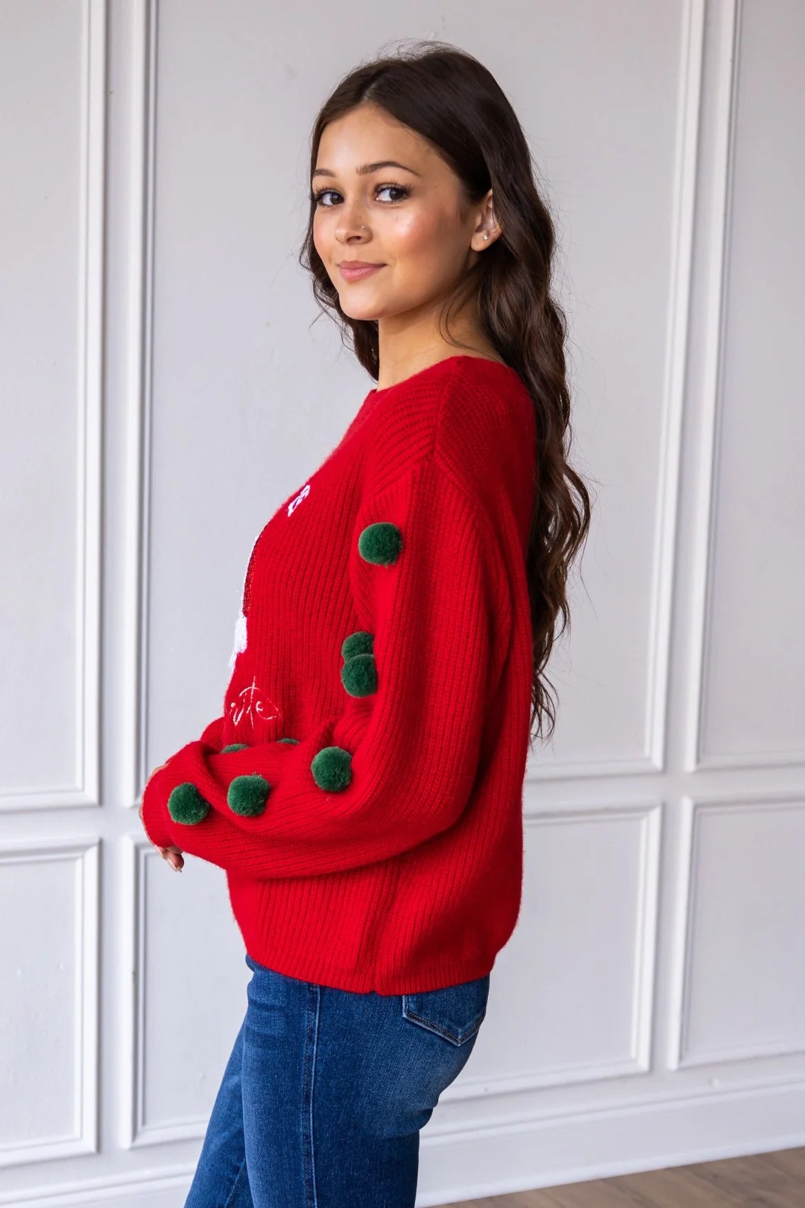 Womens Red Knit Santa's Favorite Sweater