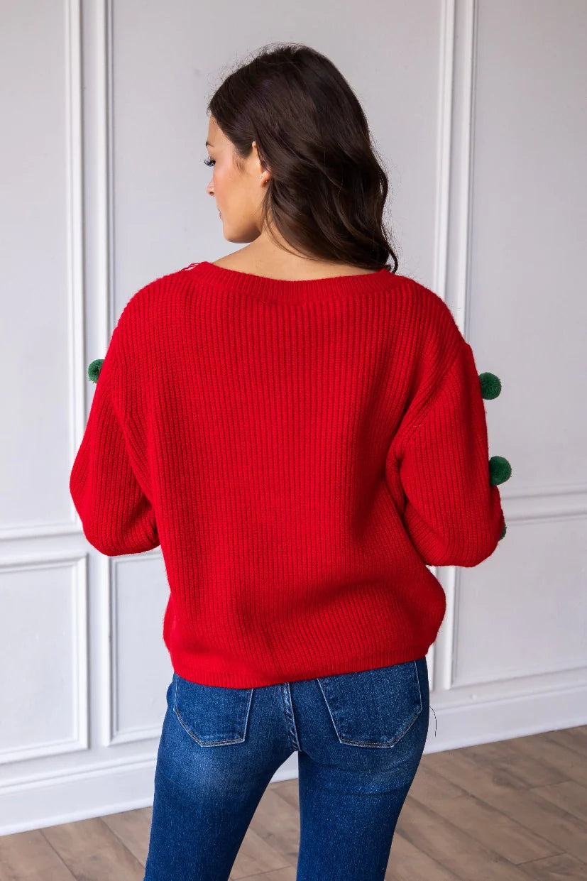 Womens Red Knit Santa's Favorite Sweater