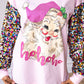 Womens Santa on Pink Sweatshirt with Sequin Sleeves