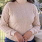 Womens Beige Turtle Neck Knit Sweater